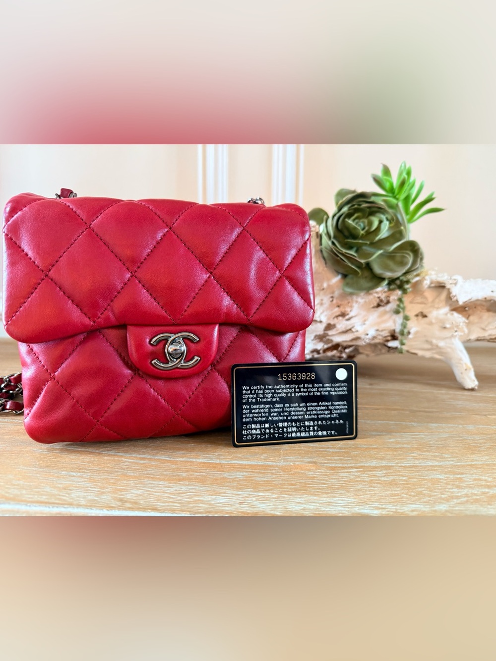 CHANEL Red Quilted Mini Flap Bag with Ruthenium Hardware & CC Turn Lock